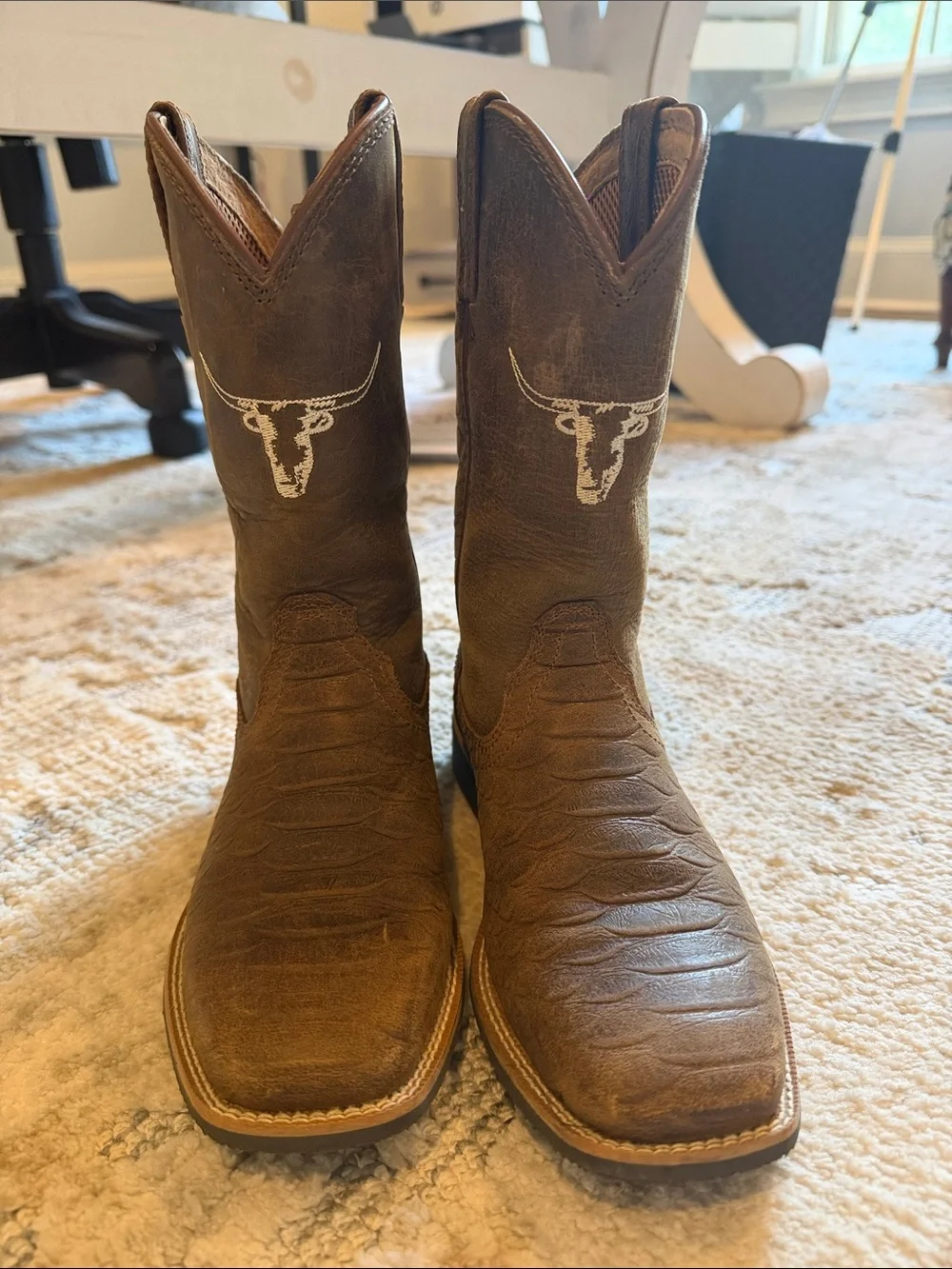 Twisted X Brown Kids Western Cowboy Boots with Longhorn Motif